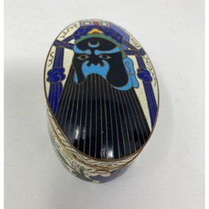 Vintage Cloisonne Chinese Peking Opera Face Mask Trinket Box